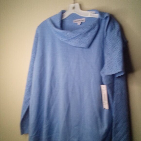 Southern Lady Sweater Pullover M Long Sleeve Cowl Neck Blue - Picture 2 of 16